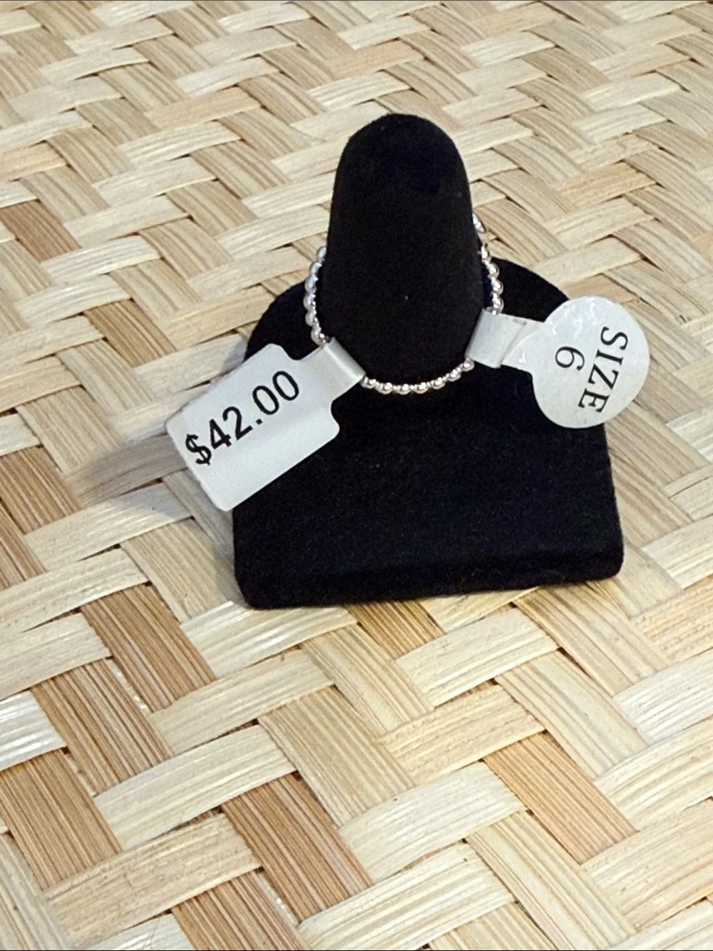 Sterling Silver 925 Puff Heart Beaded Ring Size 6 Minimalist Stackable New